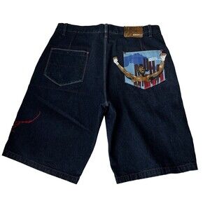 Platinum FUBU Limited Edition Muhammad Ali Denim Mens Shorts Sz 38 Vintage
